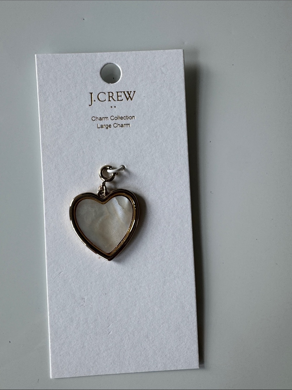 NWT! J. Crew Gold Heart Charm with Mother-of-Pearl Center